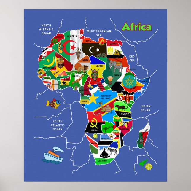 Afrika-Karte Poster (Vorne)