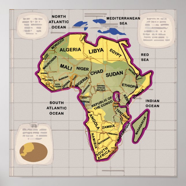 Afrika-Karte Poster (Vorne)