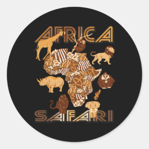 Afrika Karte Serengeti Safari Big Five Nationalpar Runder Aufkleber