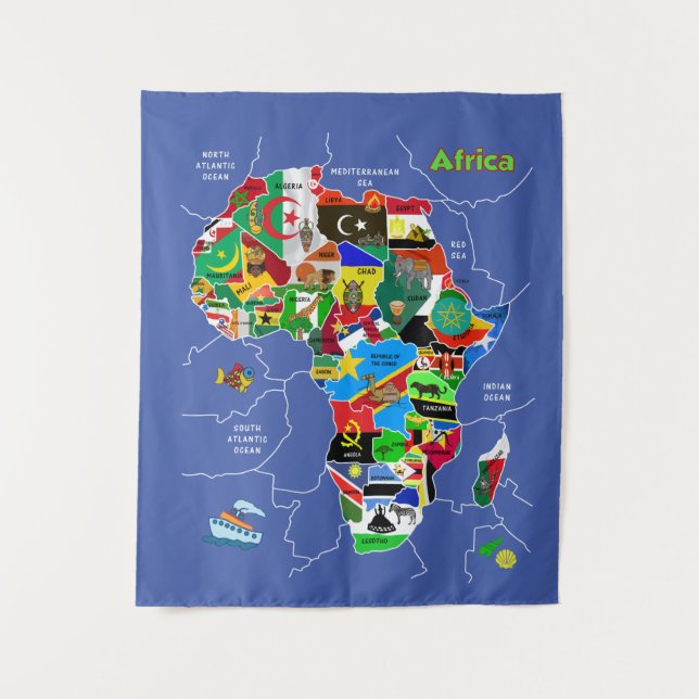 Afrika-Karte Wandteppich (Vorderseite)