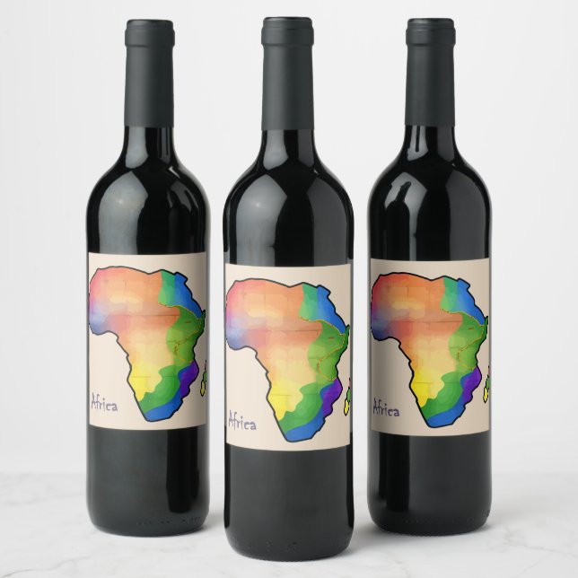 Afrika-Karte Weinetikett (Flaschen)
