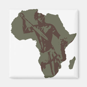 Afrika-Karten-afrikanische Kriegers-Grafik Magnet