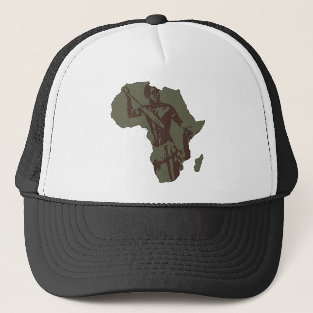 Afrika-Karten-afrikanische Kriegers-Grafik Truckerkappe (Vorderseite)