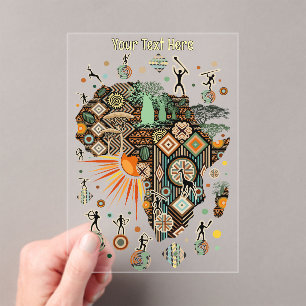 Afrika-Karten-Dekorative-Stammes-Elemente-Muster Acryleinladungen