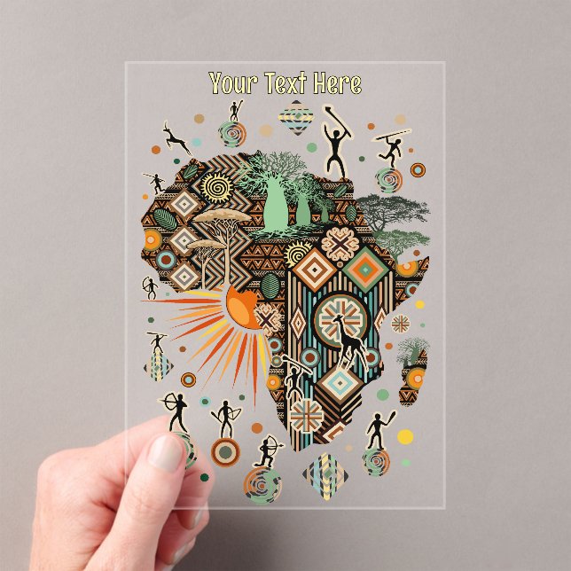 Afrika-Karten-Dekorative-Stammes-Elemente-Muster Acryleinladungen (Insitu (Handheld))