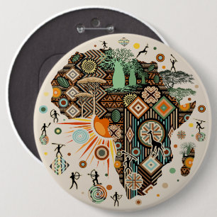 Afrika-Karten-Dekorative-Stammes-Elemente-Muster Button