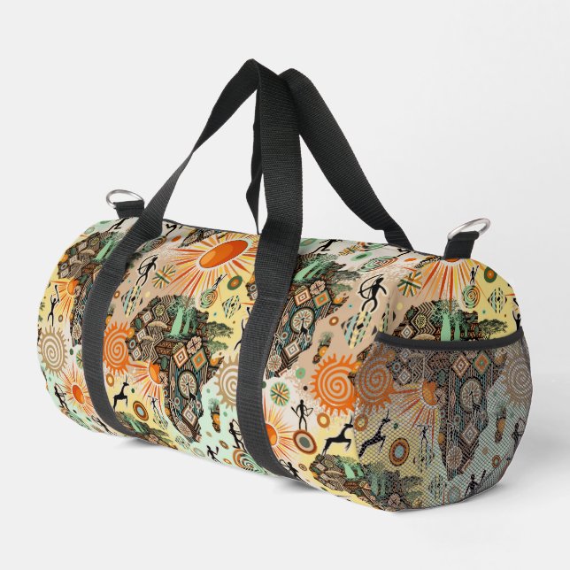 Afrika-Karten-Dekorative-Stammes-Elemente-Muster Duffle Bag (Rechte Ecke)