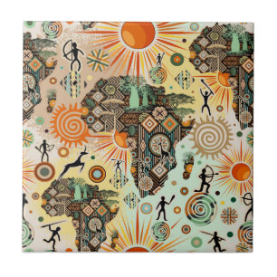 Afrika-Karten-Dekorative Stammes-Elemente-Muster Fliese