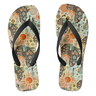 Afrika-Karten-Dekorative-Stammes-Elemente-Muster Flip Flops