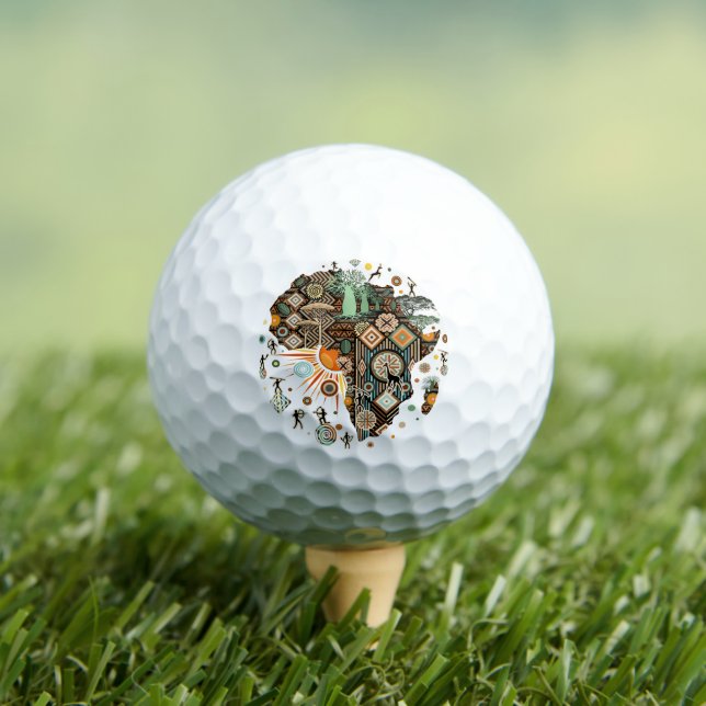 Afrika-Karten-Dekorative Stammes-Elemente-Muster Golfball (Insitu T-Shirt)