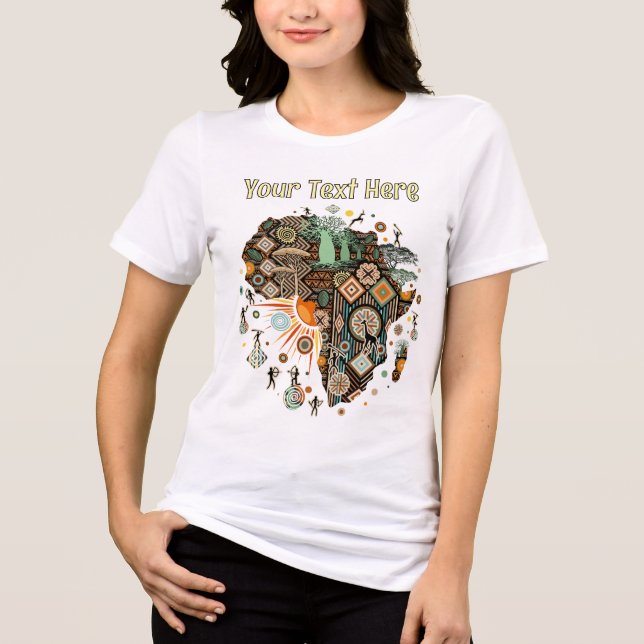 Afrika-Karten-Dekorative Stammes-Elemente-Muster Tri-Blend Shirt (Vorderseite)