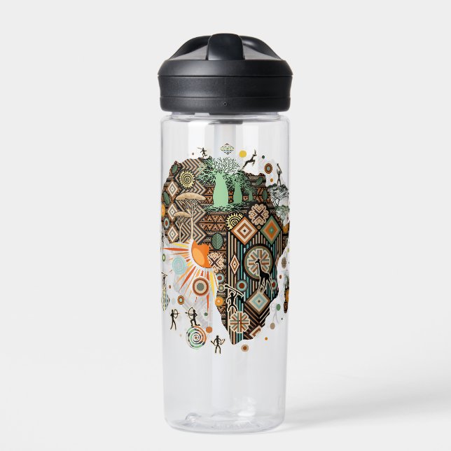 Afrika-Karten-Dekorative-Stammes-Elemente-Muster Trinkflasche (Vorderseite)