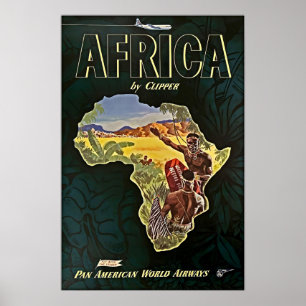Afrika-Kartenkunst Afrikanischer Druck Pan Am Reis Poster