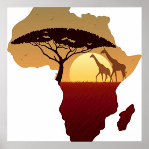 Afrika-Kartenlandschaft Poster