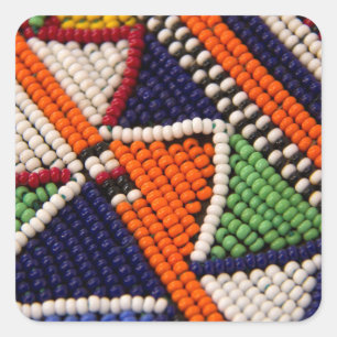 Afrika, Kenia. Maasai-Stammesperlen Quadratischer Aufkleber