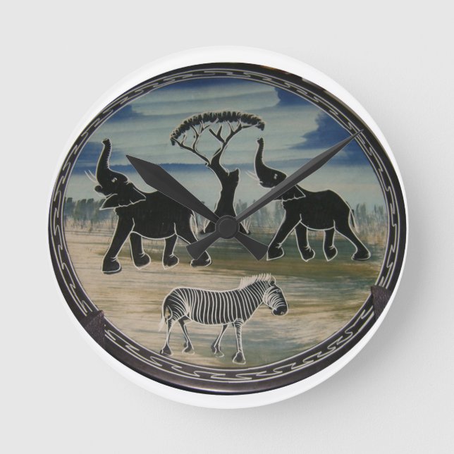 Afrika Kenia Schöne Elegante Tierwelt Runde Wanduhr (Vorderseite)