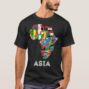 Afrika Kontinent Karte Flaggen Funny Asia Label T-Shirt