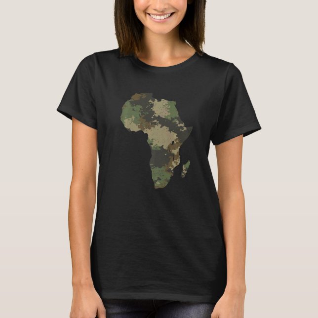 Afrika Kontinent Karte Tarnmuster Afrikanische Saf T-Shirt (Vorderseite)