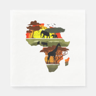 Afrika Kontinent Sunset Safari Natur Wildes Leben Serviette