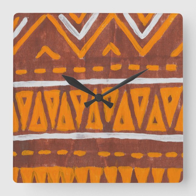 Afrika-Kunst Quadratische Wanduhr (Vorderseite)