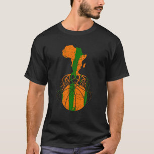 Afrika Map Basketball Afrikanischer Kontinent Root T-Shirt