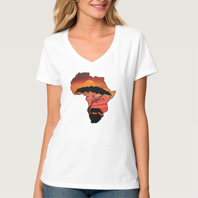 Afrika mit Rhinozeros T-Shirt (Vorderseite)
