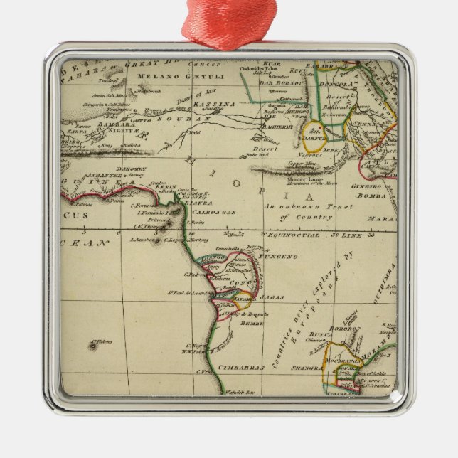 Afrika mit umrissenen Grenzen Silbernes Ornament (Vorne)