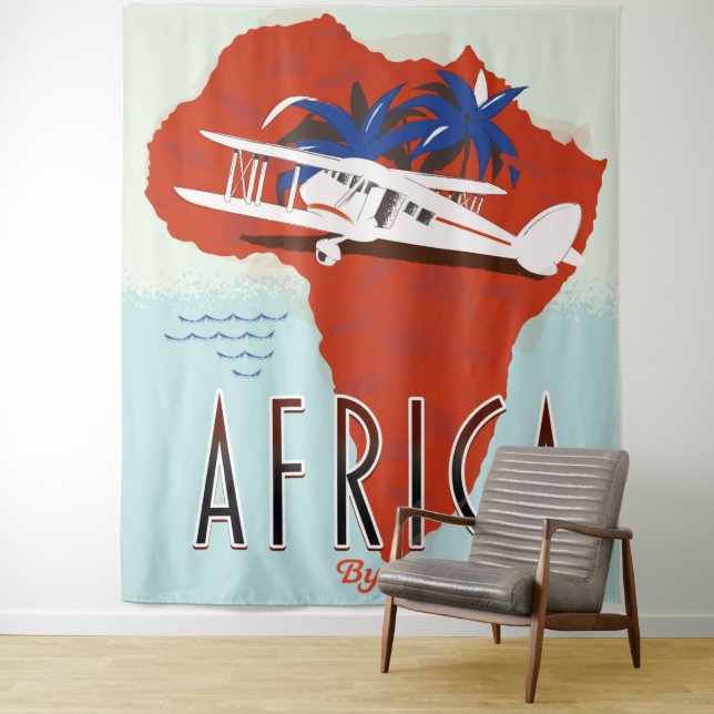 Afrika per Flugreiseplakat Wandteppich (Beispiel)