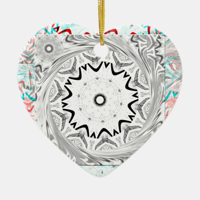 Afrika Pink Cyan Geometrie Keramikornament (Vorne)