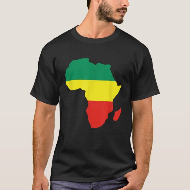 Afrika Reggae Karte Afrikanische Rasta grün gelb r T-Shirt (Vorderseite)