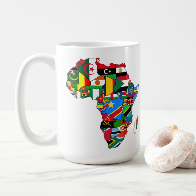 Afrika ruft die Länderflaggen der Kontinentalkarte Kaffeetasse (Mit Donut)