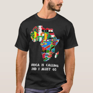 Afrika ruft Kontinentalkarte und Länderflaggen an T-Shirt