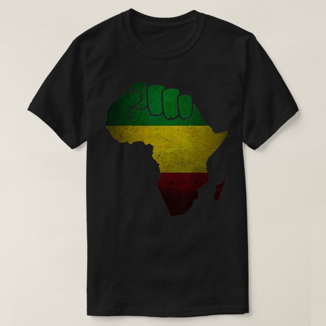 Afrika Schwarzer Power Afrikanische Landkarte in A T-Shirt (Design vorne)