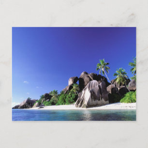 Afrika, Seychellen, La Digue Insel. Granit 3 Postkarte