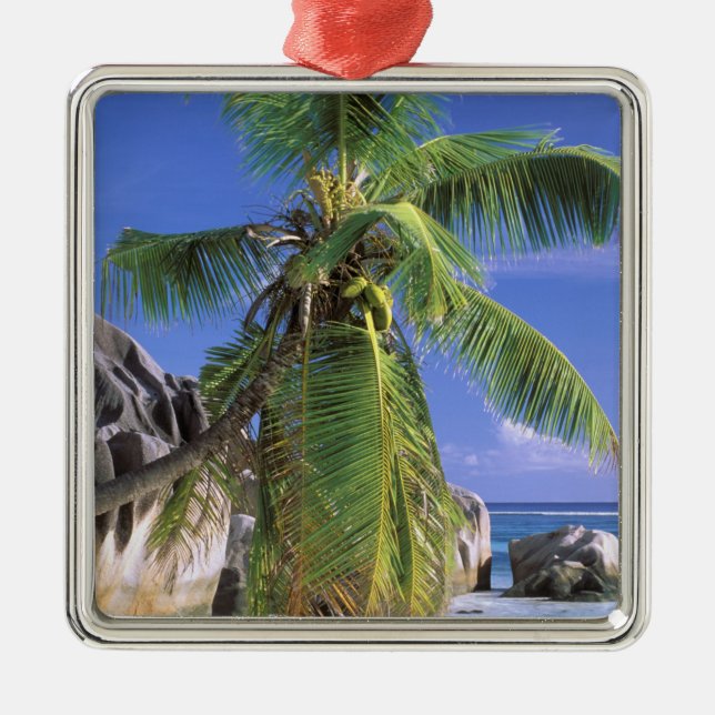 Afrika, Seychellen, La Digue Island. Granit 2 Silbernes Ornament (Vorne)