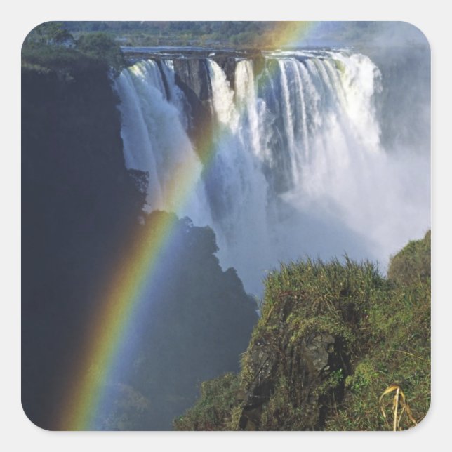 Afrika, Simbabwe, Victoria Falls Quadratischer Aufkleber (Vorderseite)