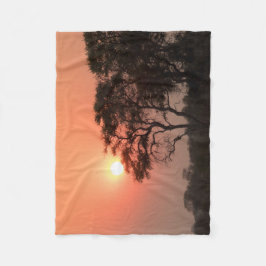 Afrika Sonnenuntergang Bäume Naturlandschaften Him Fleecedecke