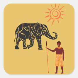 Afrika Sonnenuntergang. Quadratischer Aufkleber