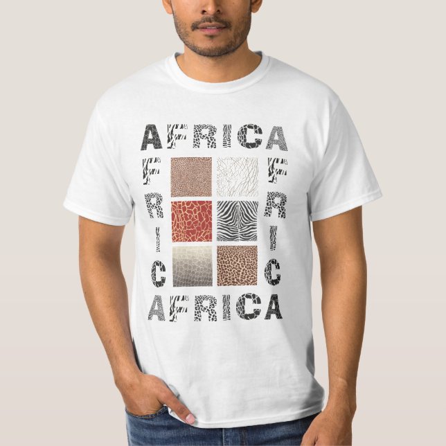 Afrika - Text und wildes Tier der Beschaffenheit T-Shirt (Vorderseite)