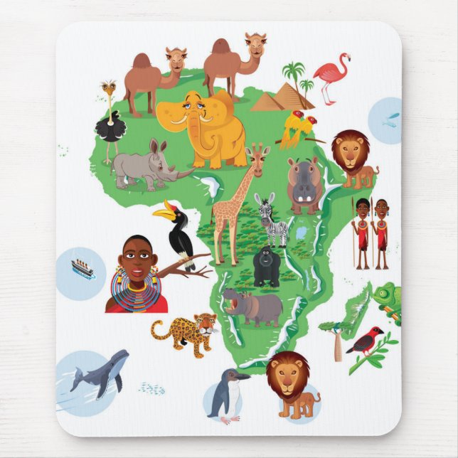 Afrika-Tier-Karte Mousepad (Vorne)