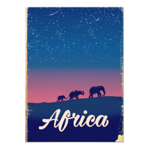 Afrika Vintage Elefanten reisen Plakat Fotodruck