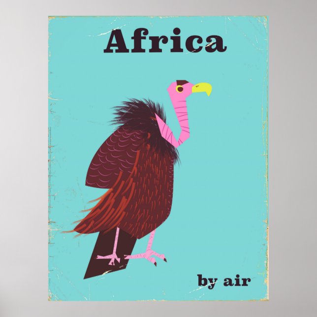 Afrika Vulkan Vintages Flugplakat Poster (Vorne)