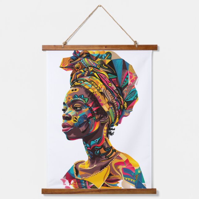AFRIKA WANDTEPPICH MIT HOLZRAHMEN (Vorderseite)