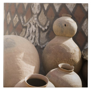 Afrika, Westafrika, Ghana, Sirigu. Handgefertigt 2 Fliese