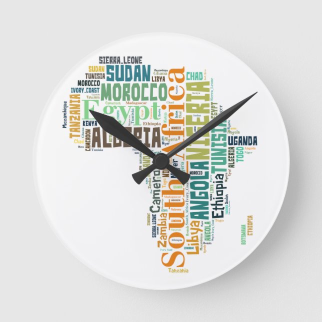Afrika Wortkunst Runde Wanduhr (Vorderseite)