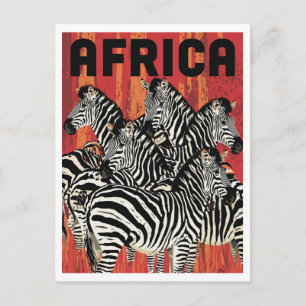 Afrika-Zebra-Safari-Vintage-Kunst Postkarte