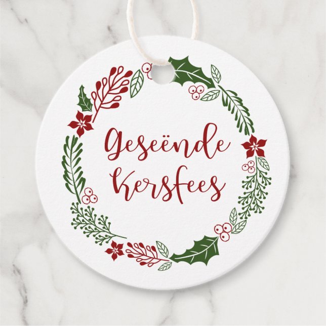 Afrikaans frohe Weihnachten, Gewohnheit Geschenkanhänger (Vorderseite)