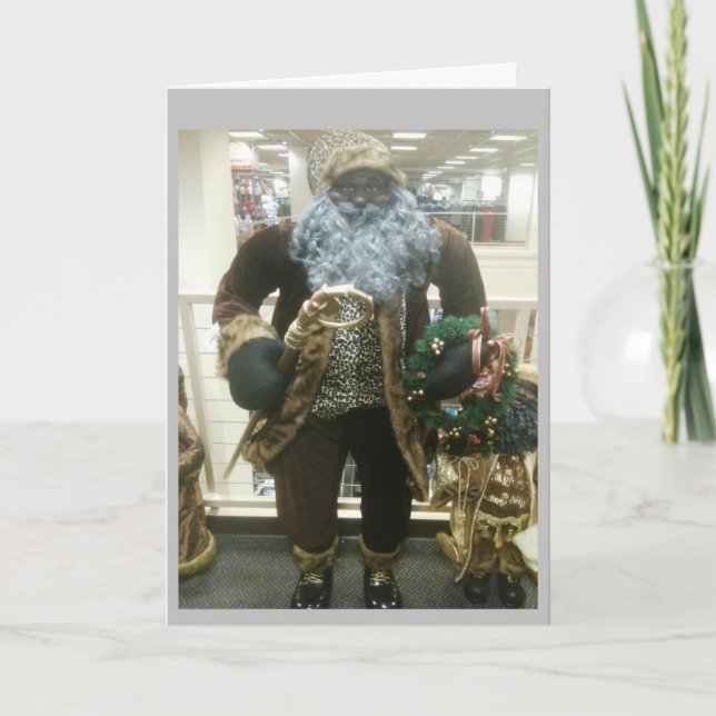 AFRIKANAMERICAN SANTA WISHES FEIERTAGSKARTE (Vorderseite)