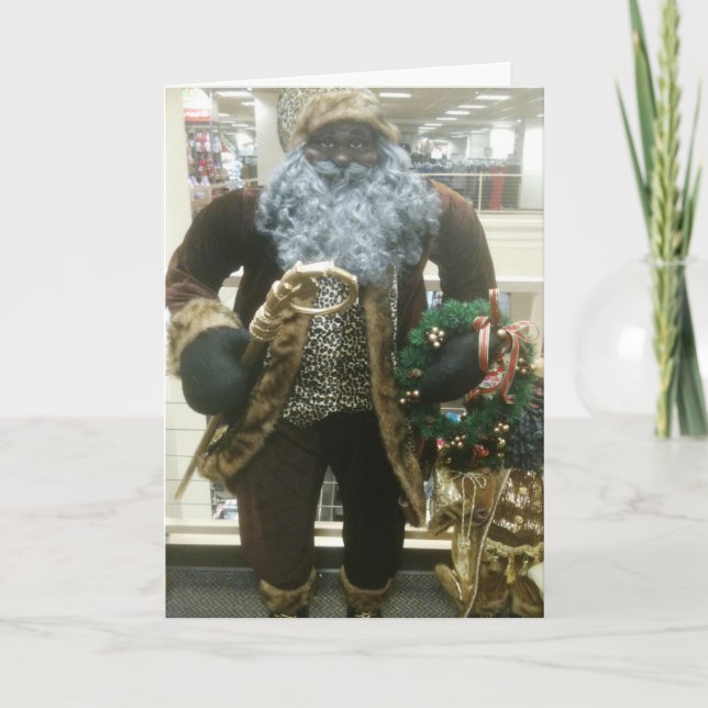 AFRIKANAMERICAN SANTA WISHES FEIERTAGSKARTE (Vorderseite)