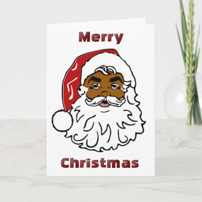 AFRIKANAMERIKANISCHE SANTA CLAUS WISHES FEIERTAGSKARTE (Vorderseite)
